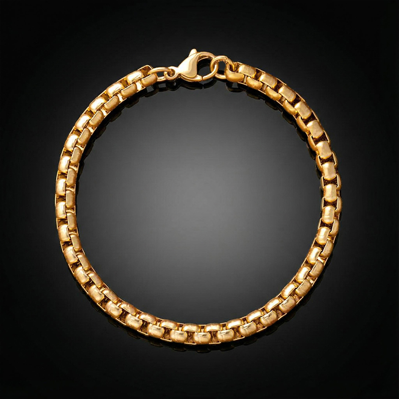 5mm Round Box Bracelet in Gold