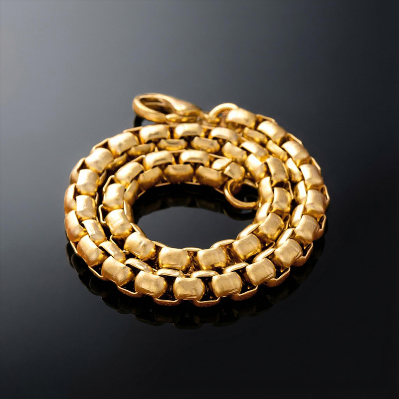 5mm Round Box Bracelet in Gold