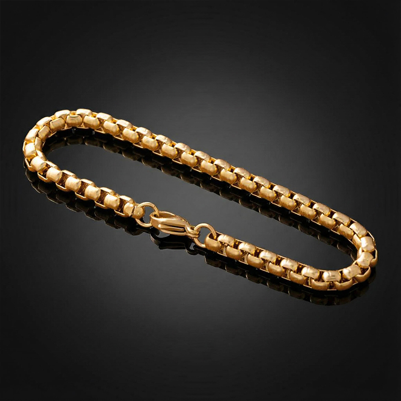 5mm Round Box Bracelet in Gold