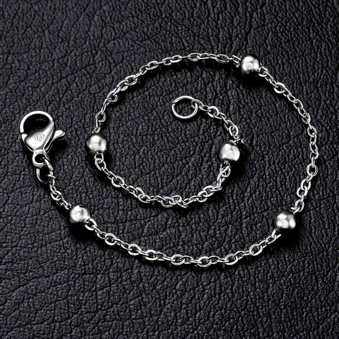 3mm Interval Beads Stainless Steel Bracelet