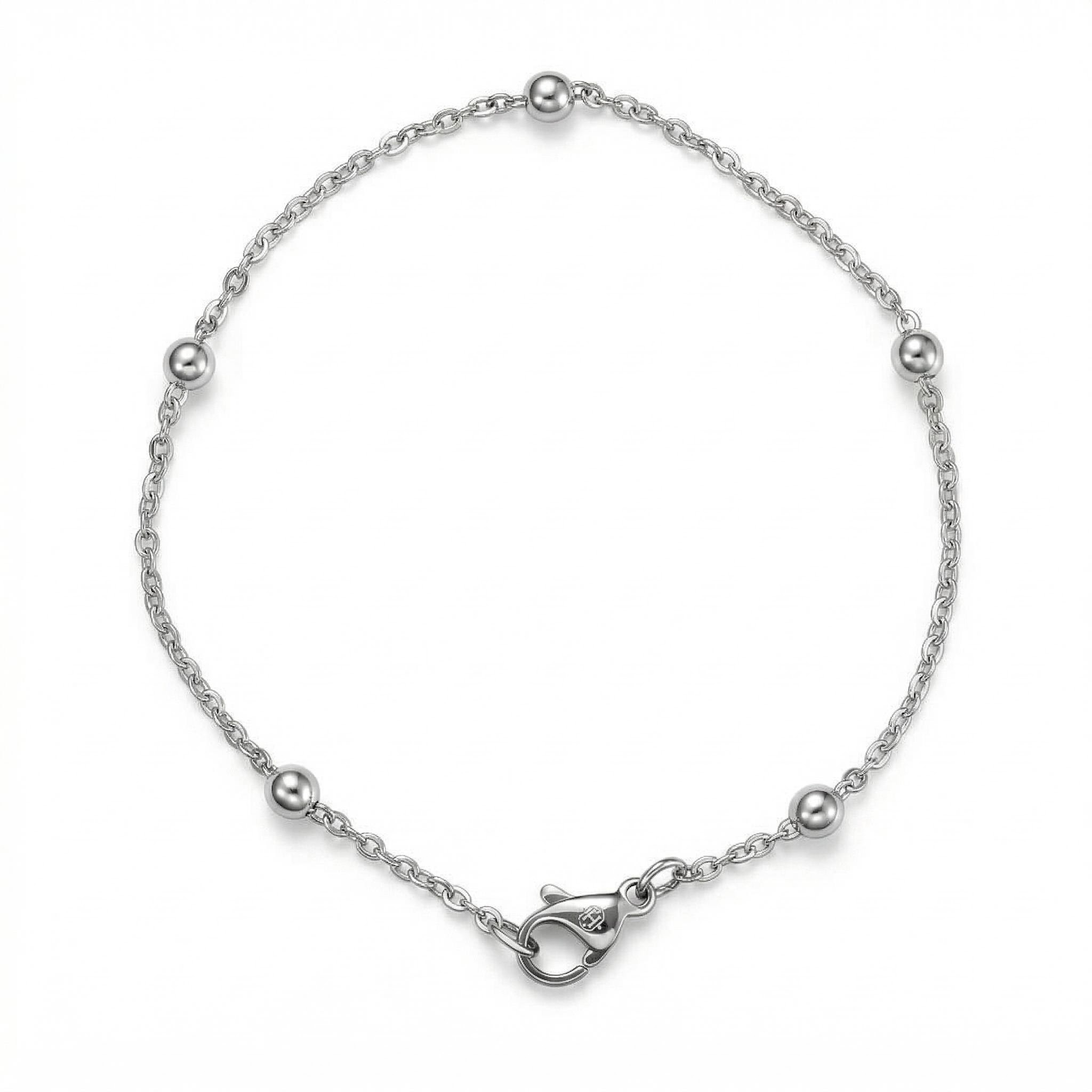 3mm Interval Beads Stainless Steel Bracelet