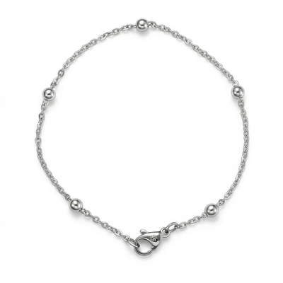 3mm Interval Beads Stainless Steel Bracelet