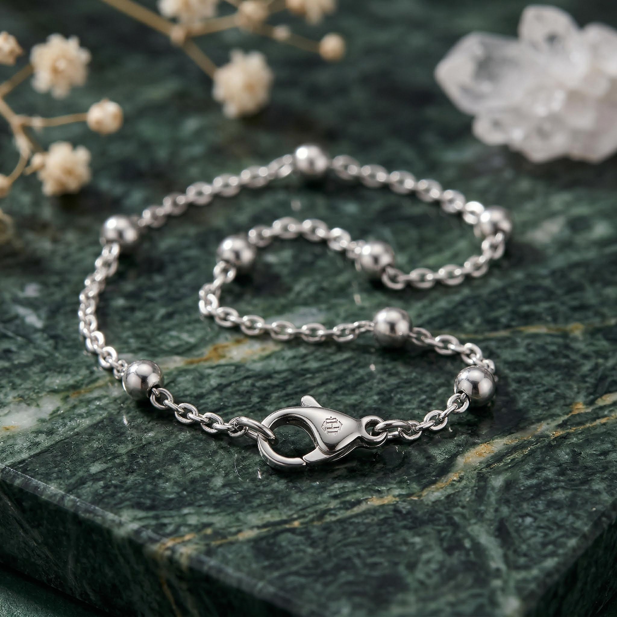 3mm Interval Beads Stainless Steel Bracelet