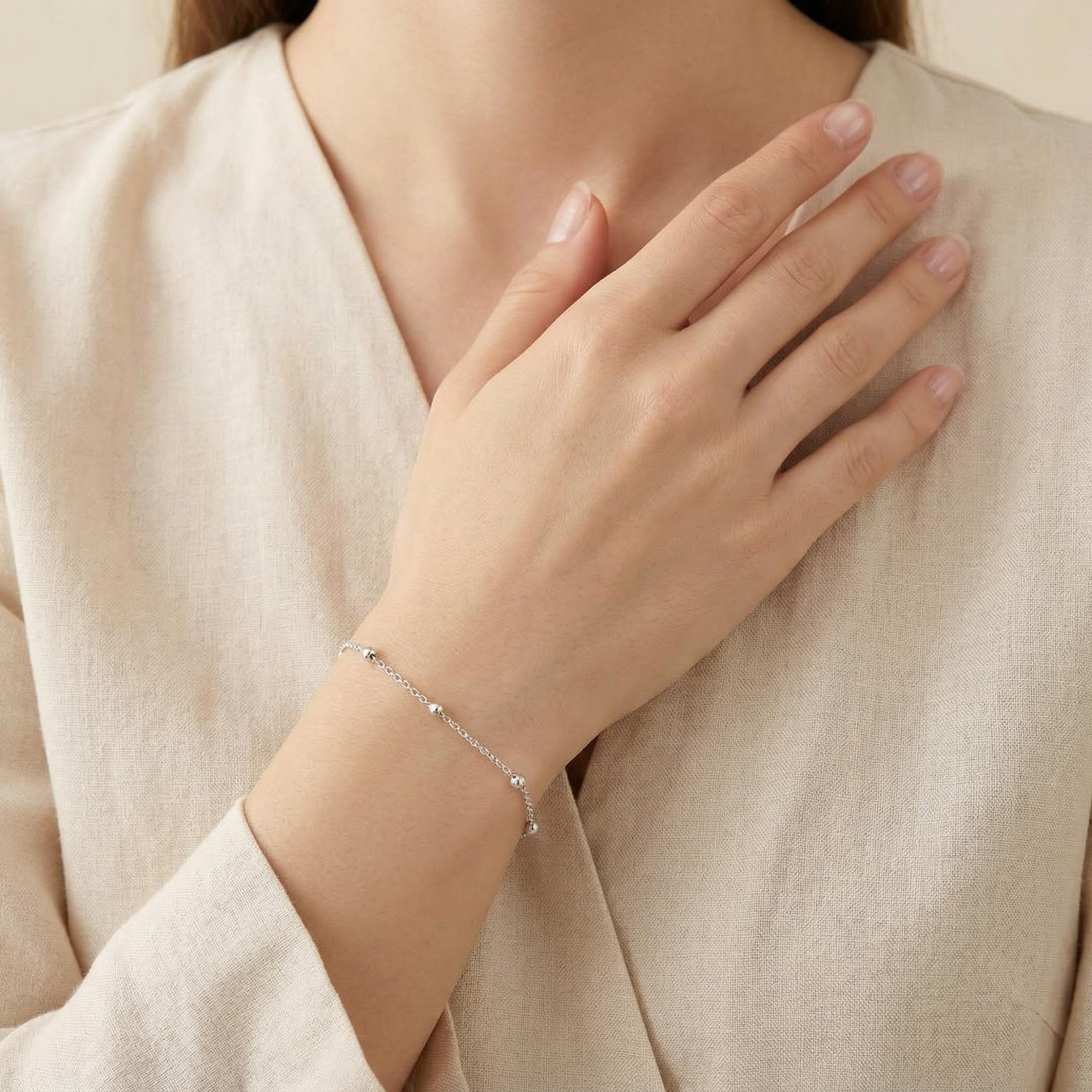 3mm Interval Beads Stainless Steel Bracelet