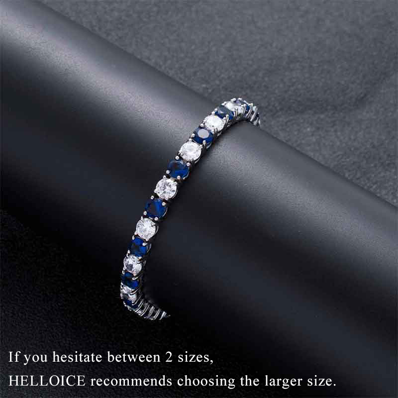 5mm White & Sapphire Single Row Tennis Bracelet in White Gold