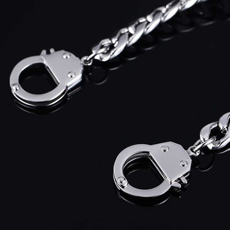 Engraved Handcuffs Stainless Steel Cuban Bracelet