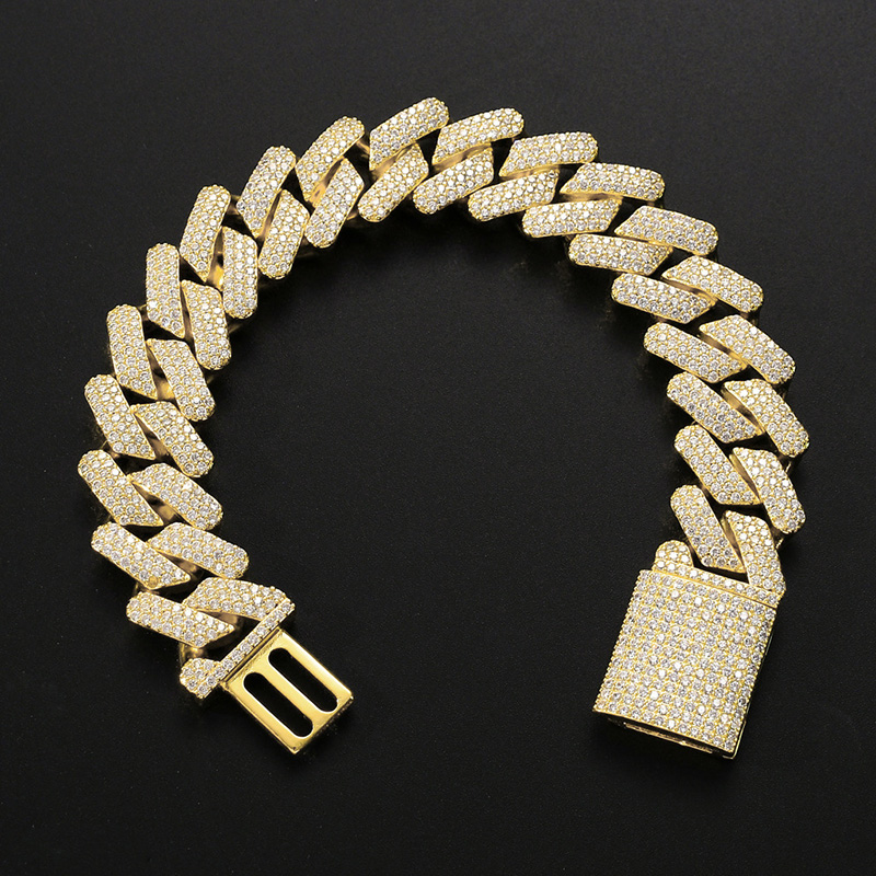 Iced 20mm Handset Cuban Bracelet in White Gold with Box Clasp