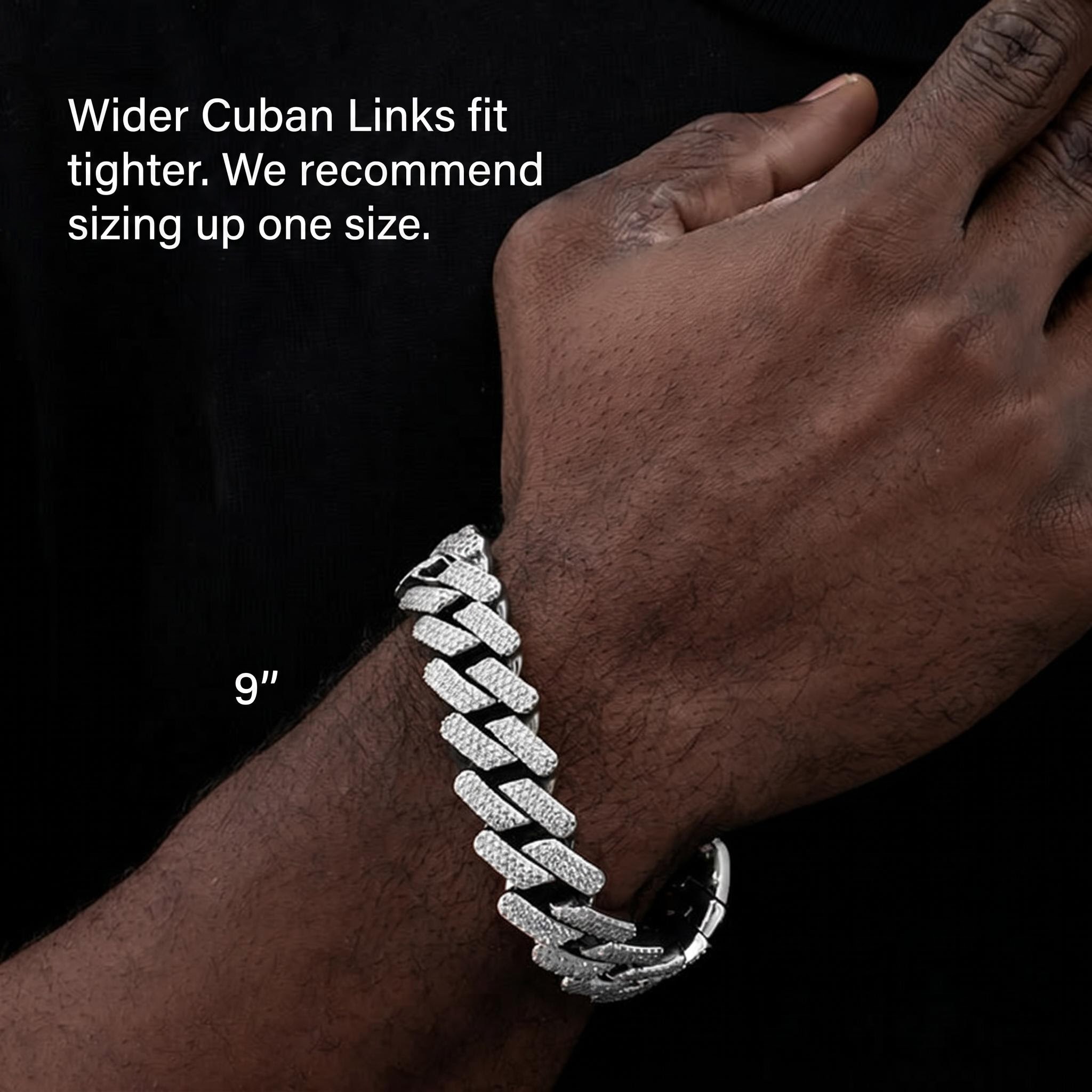 Iced 20mm Handset Cuban Bracelet in White Gold with Box Clasp