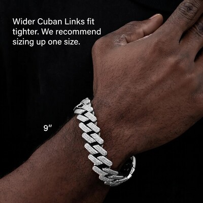 Iced 20mm Handset Cuban Bracelet in White Gold with Box Clasp