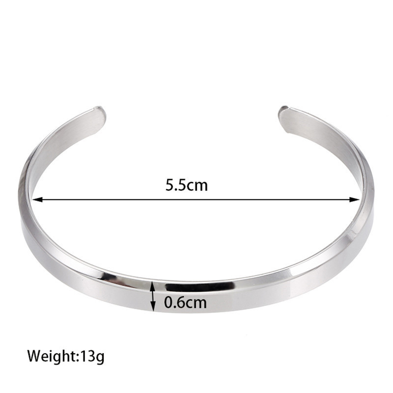 Simple and Stylish 6mm Stainless Steel Open Bracelet
