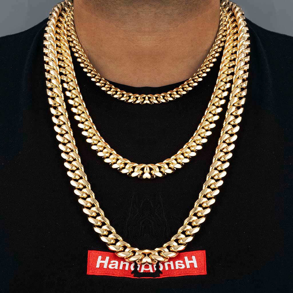 10mm Stainless Steel Cuban Chain in Gold