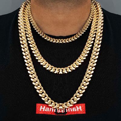 10mm Stainless Steel Cuban Chain in Gold