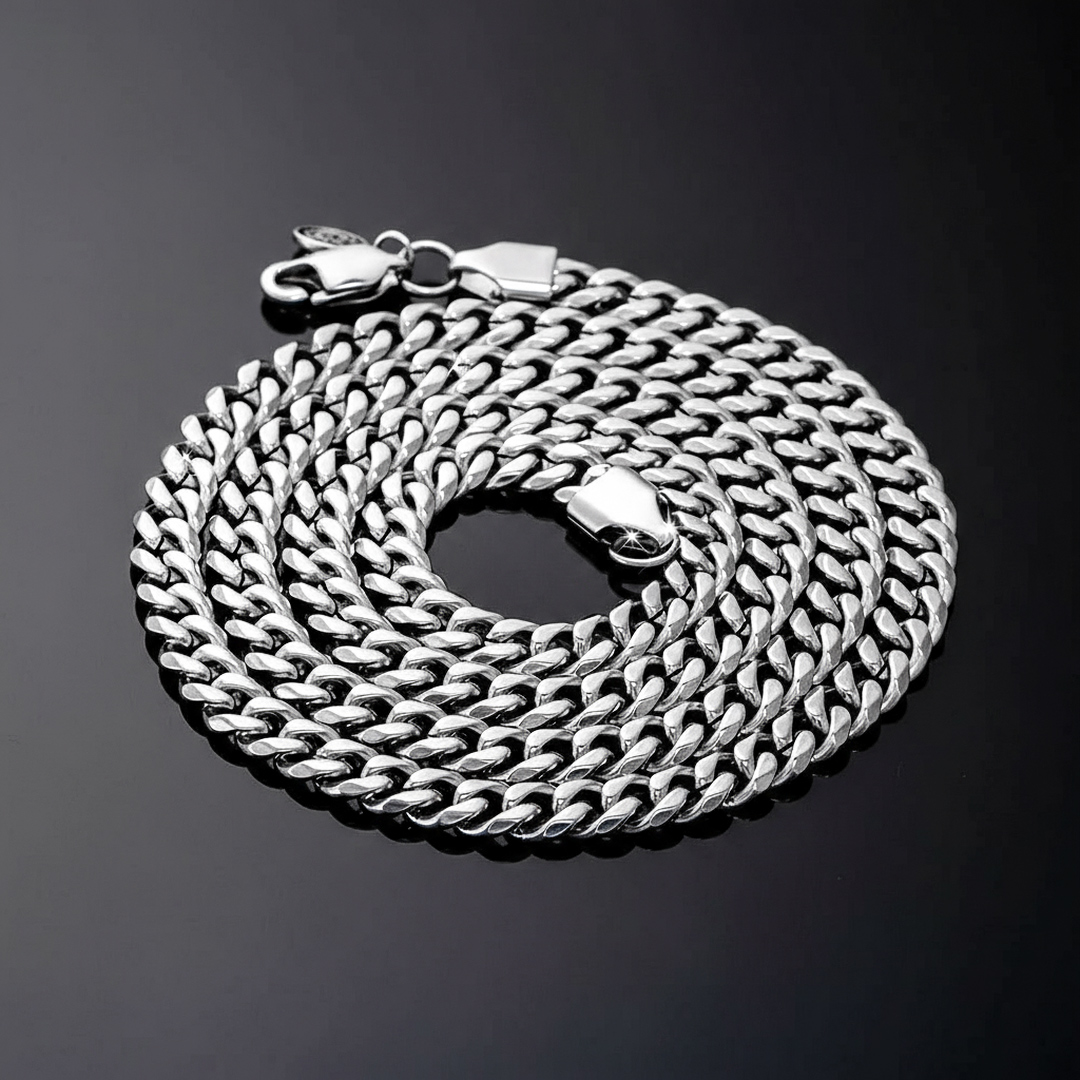 6mm Diamond-Cut Stainless Steel Cuban Chain