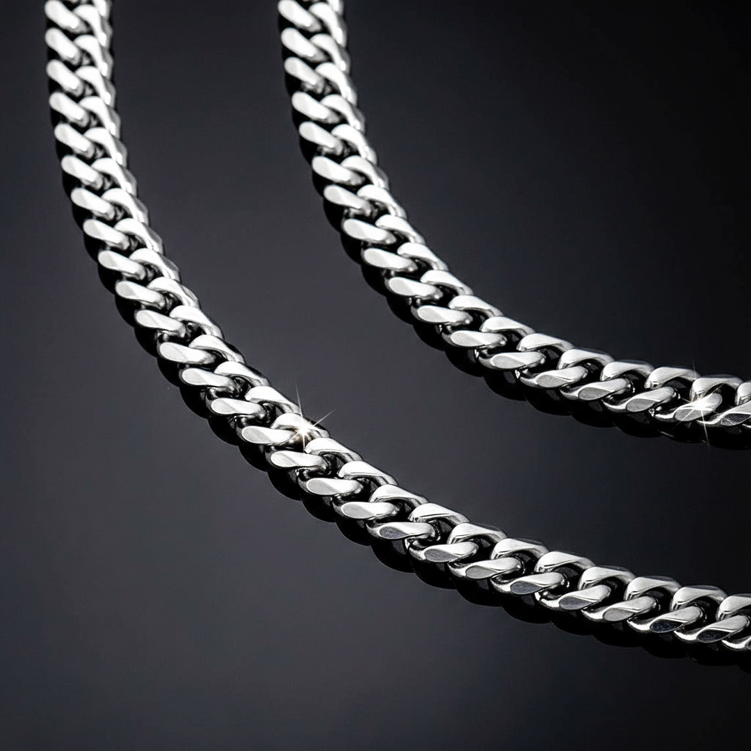 6mm Diamond-Cut Stainless Steel Cuban Chain
