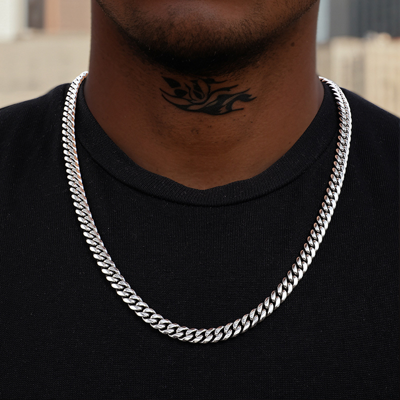6mm Diamond-Cut Stainless Steel Cuban Chain