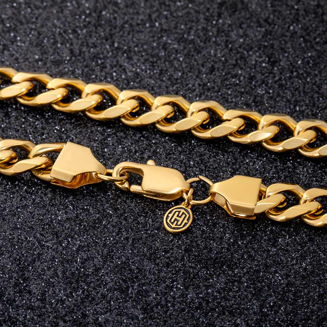 9mm Diamond-Cut Cuban Chain in Gold