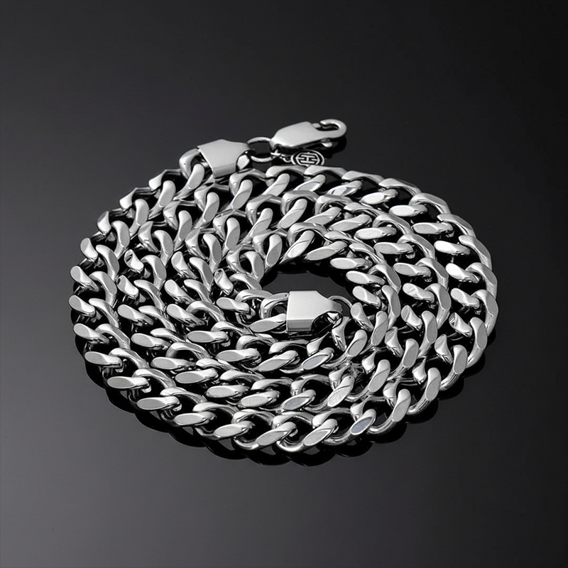 9mm Diamond-Cut Stainless Steel Cuban Chain