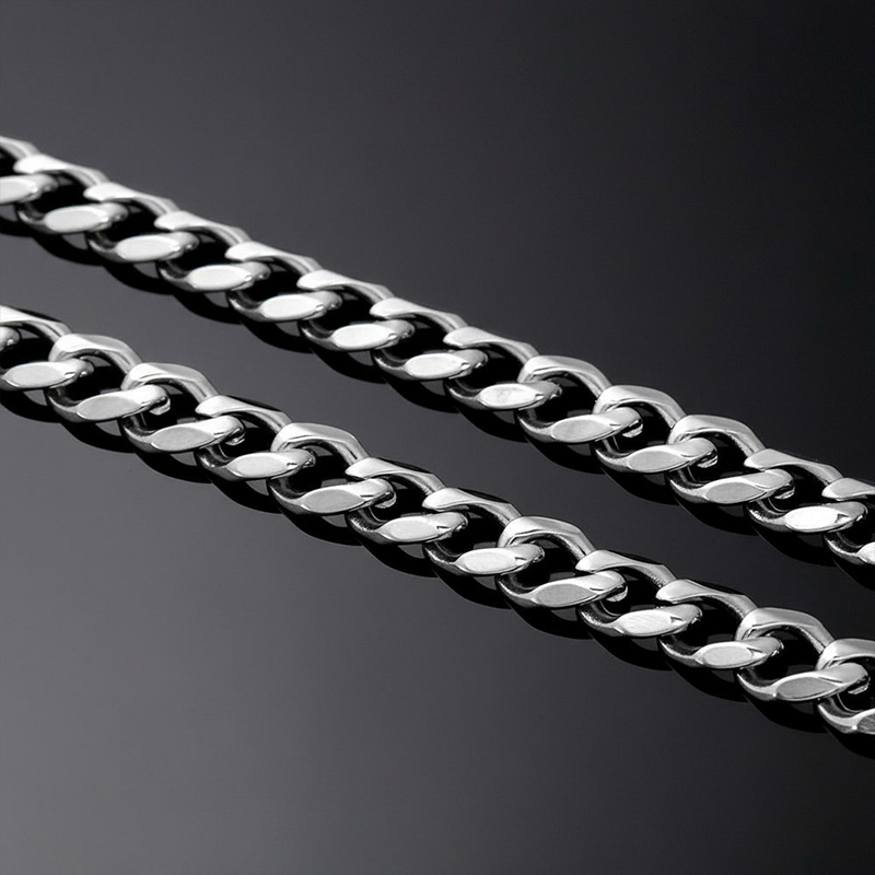 9mm Diamond-Cut Stainless Steel Cuban Chain