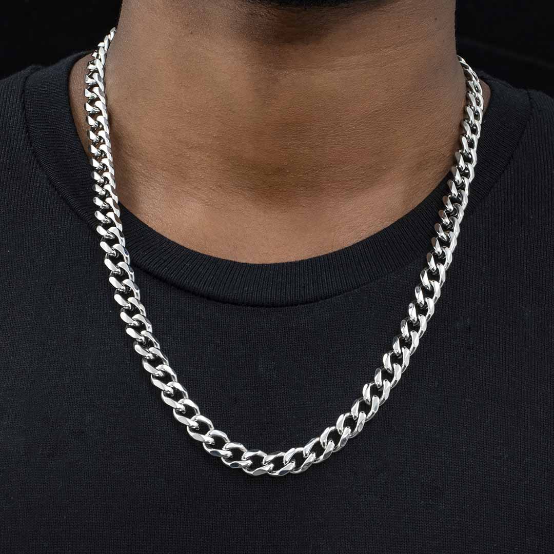 9mm Diamond-Cut Stainless Steel Cuban Chain
