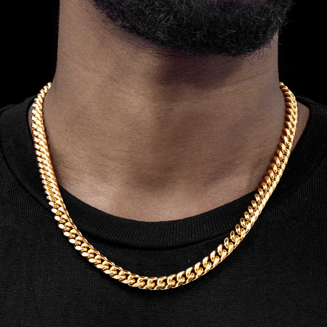 12mm Stainless Steel Cuban Chain in Gold - Helloice Jewelry