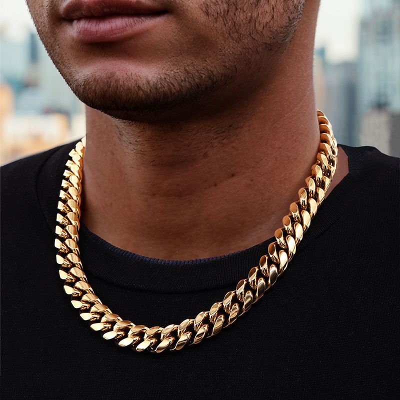 18mm Stainless Steel Miami Cuban Chain in Gold