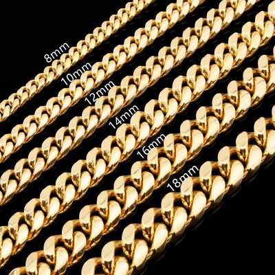 18mm Stainless Steel Miami Cuban Chain in Gold
