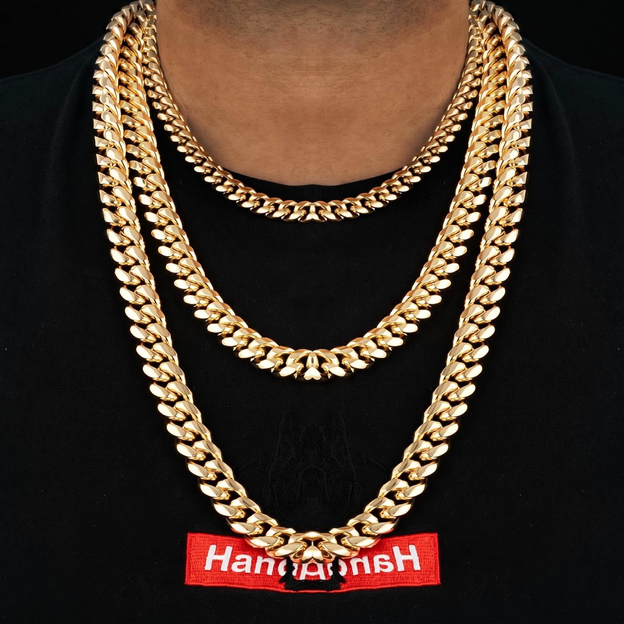 18mm Stainless Steel Miami Cuban Chain in Gold