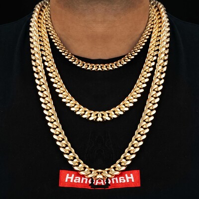 18mm Stainless Steel Miami Cuban Chain in Gold