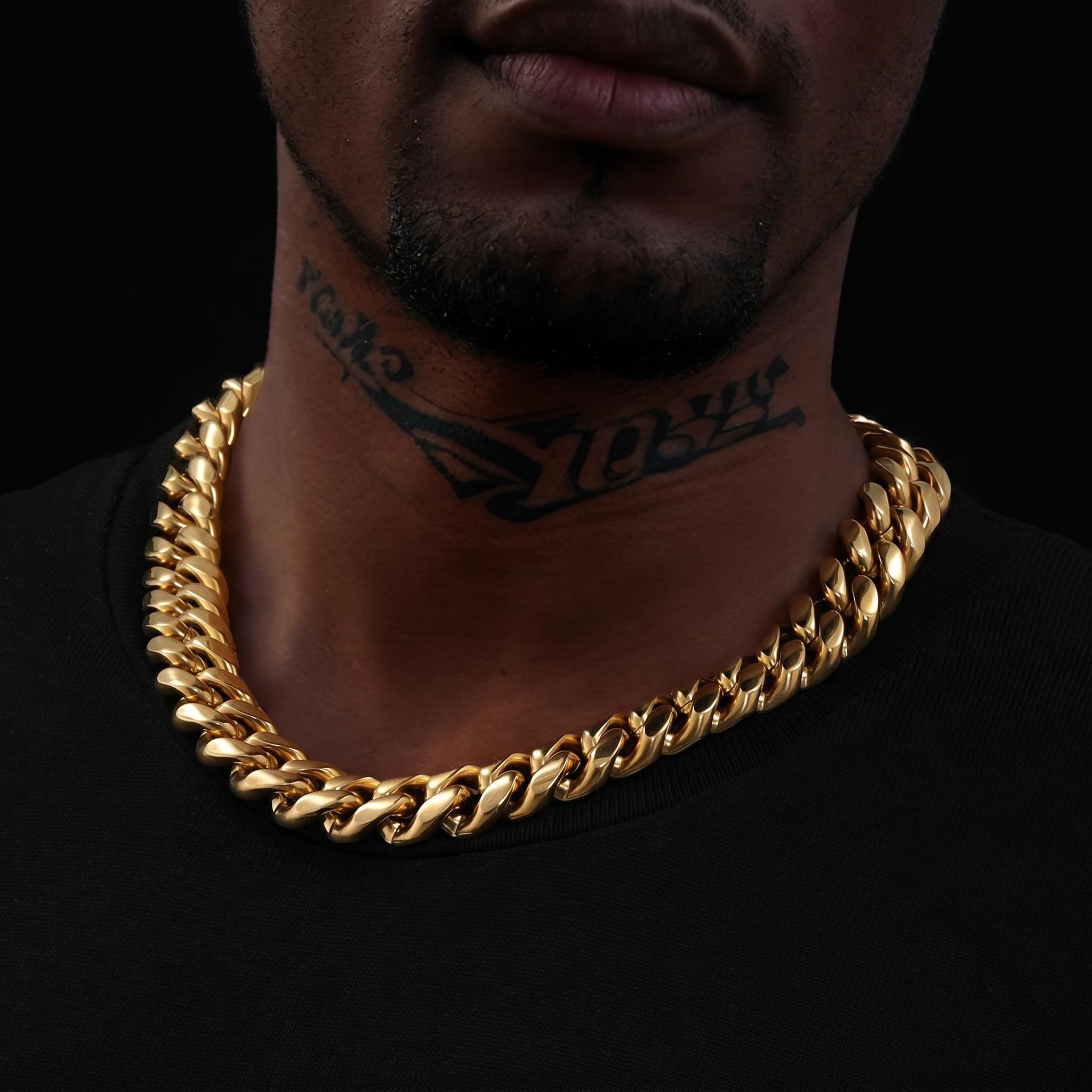 18mm Stainless Steel Miami Cuban Chain in Gold