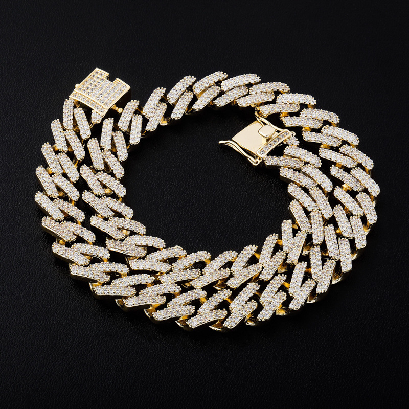 14mm 18K Gold Finish Iced Miami Cuban Link Chain
