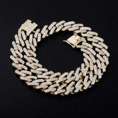 14mm 18K Gold Finish Iced Miami Cuban Link Chain