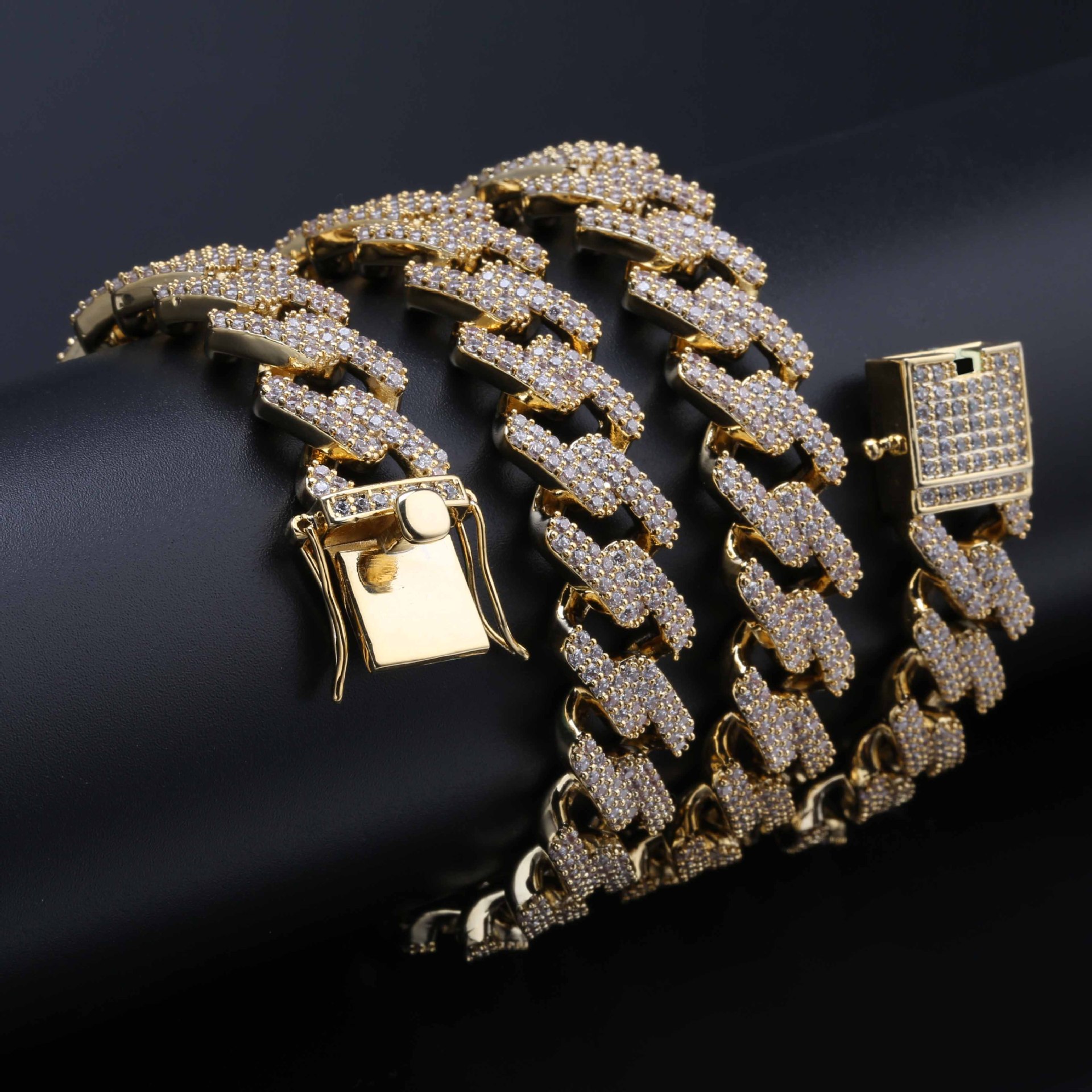 14mm 18K Gold Finish Iced Miami Cuban Link Chain