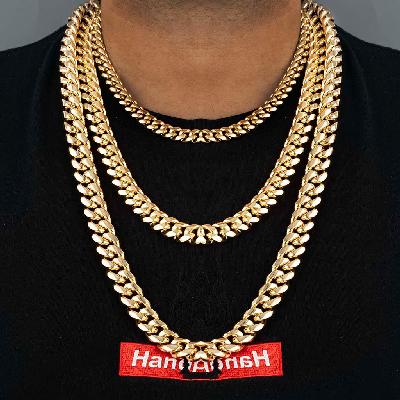 14mm Stainless Steel Miami Cuban Chain in Gold