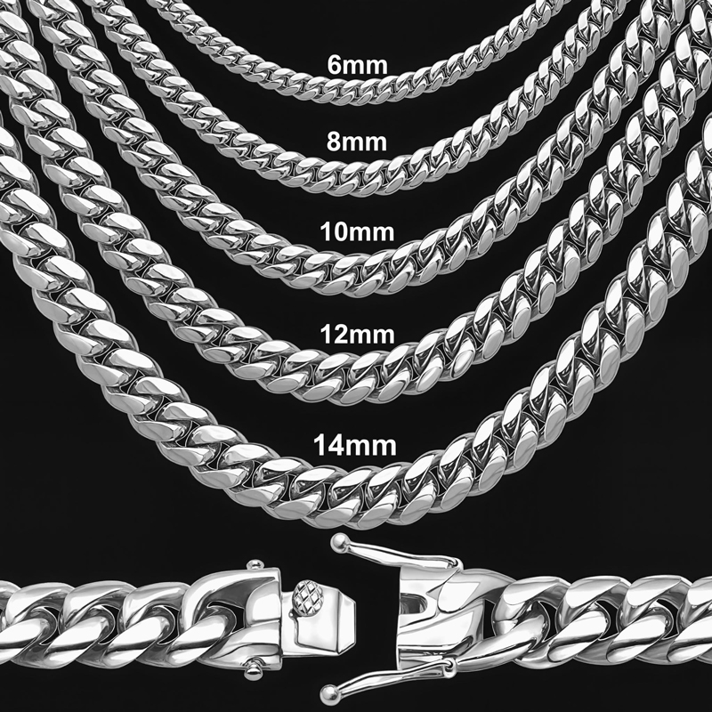 8mm 316L Stainless Steel Cuban Link Chain