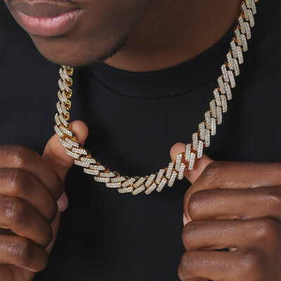 Iced 14mm Miami Cuban Chain with Box Clasp in Gold
