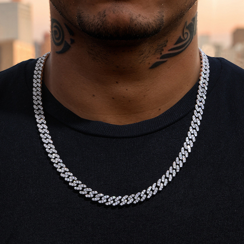  Iced 8mm Cuban Link Chain in White Gold