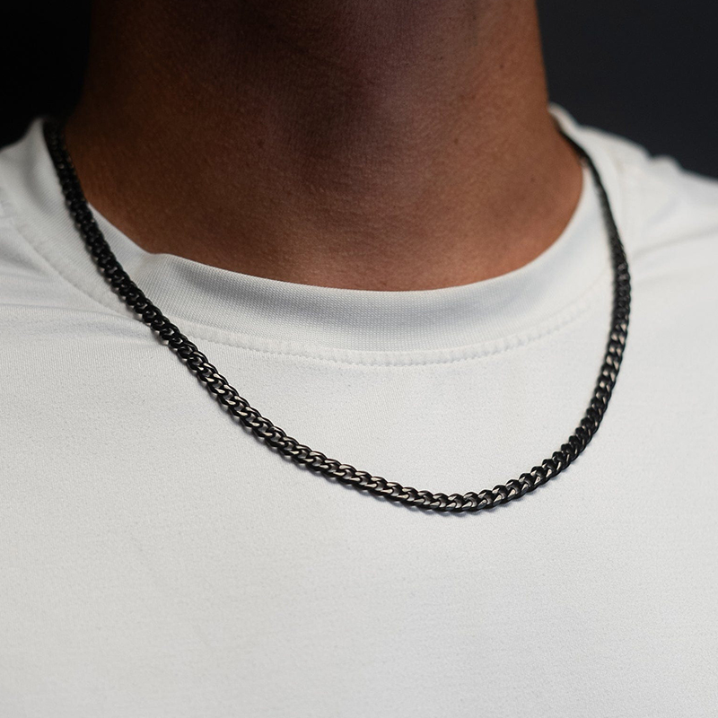 5mm Stainless Steel Cuban Chain in Black Gold