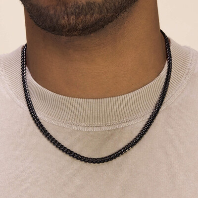 5mm Stainless Steel Cuban Chain in Black Gold