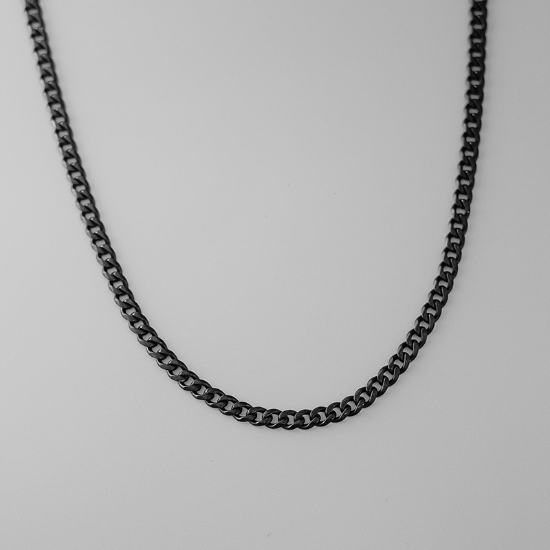5mm Stainless Steel Cuban Chain in Black Gold