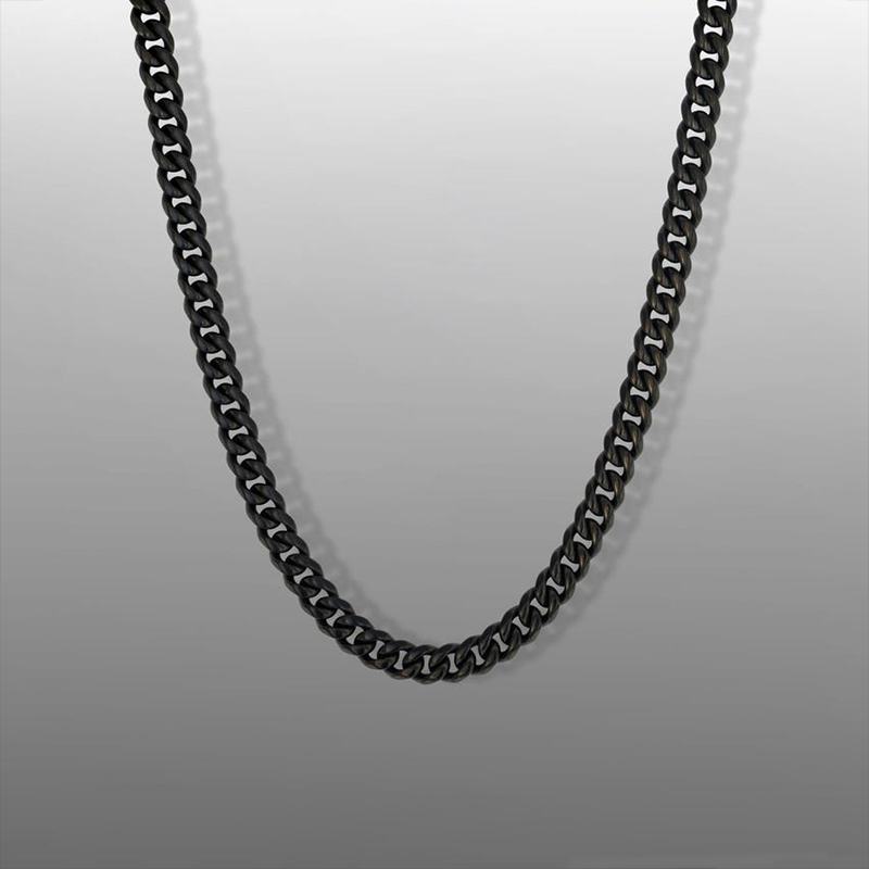 5mm Stainless Steel Cuban Chain in Black Gold