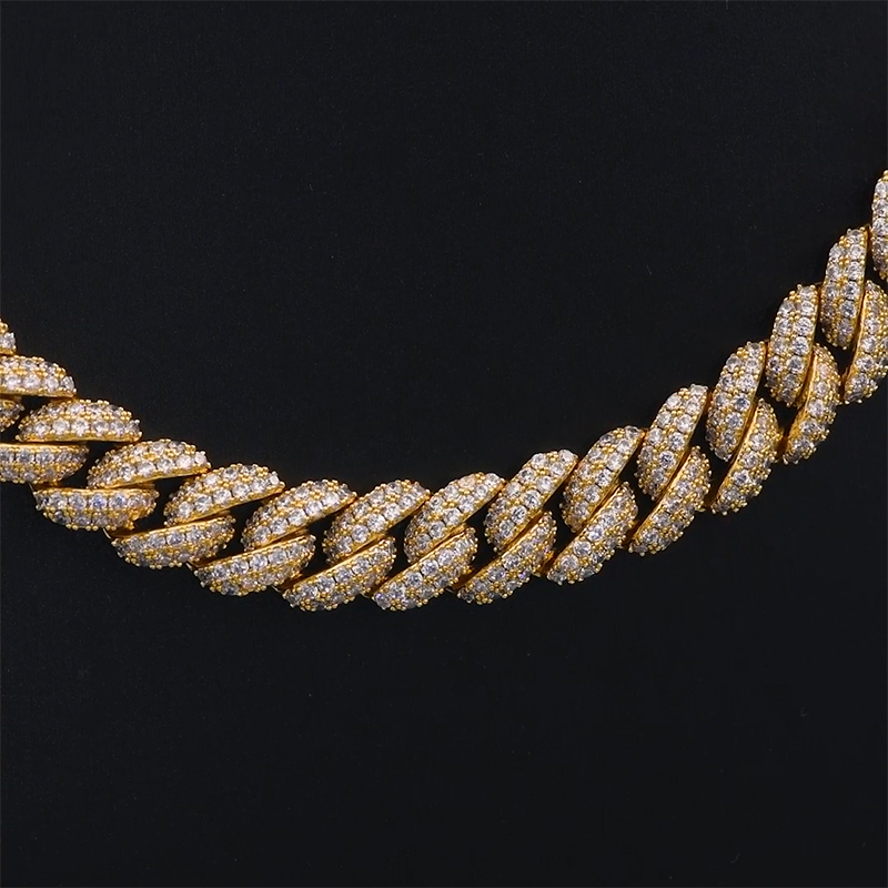 8mm Micro Paved Cuban Chain in Gold