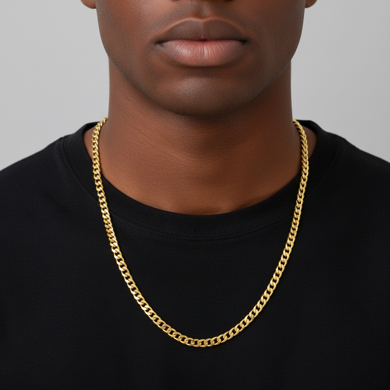 5mm Stainless Steel Cuban Chain in Gold 5mm Stainless Steel Cuban Chain in Gold