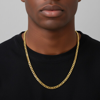 5mm Stainless Steel Cuban Chain in Gold