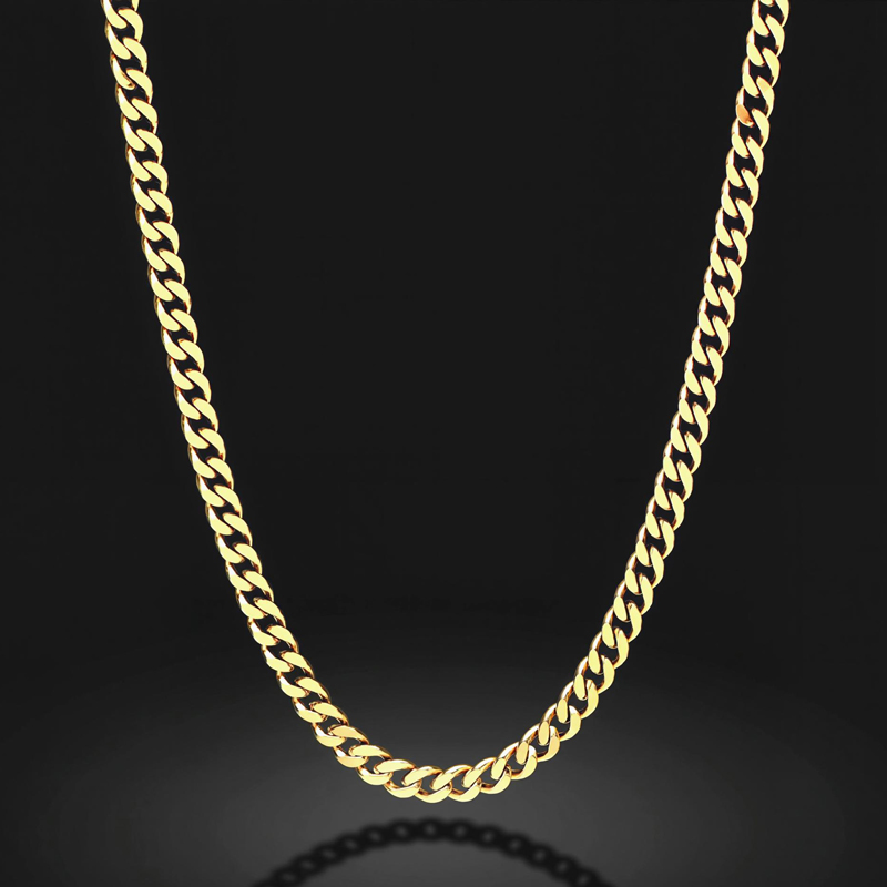 5mm Stainless Steel Cuban Chain in Gold 5mm Stainless Steel Cuban Chain in Gold