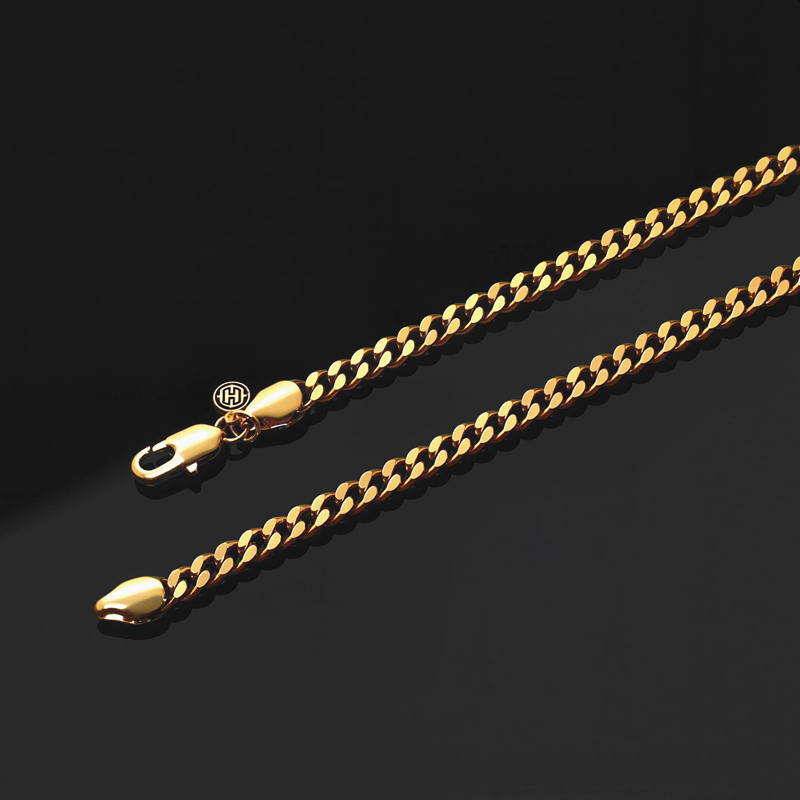 5mm Stainless Steel Cuban Chain in Gold 5mm Stainless Steel Cuban Chain in Gold