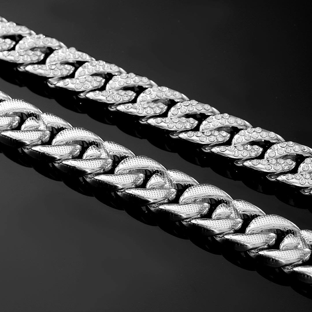 Iced 18K White Gold 13mm Cuban Chain