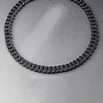 12mm Black Iced Miami Cuban Link Chain