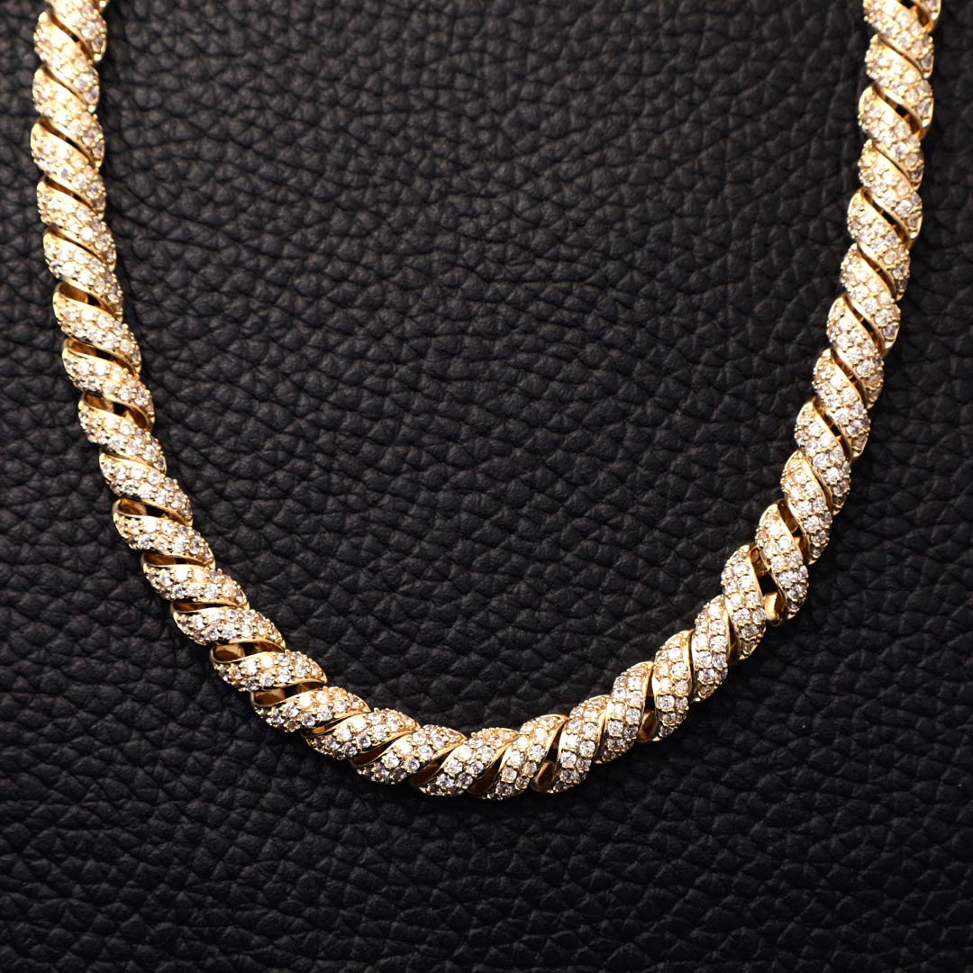 10mm Iced Paved Spiral Chain in Gold