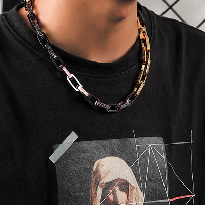 Titanium Steel Multicolor Rectangle Link Chain