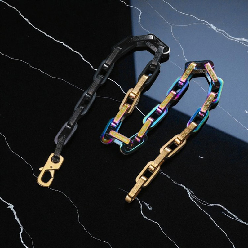Titanium Steel Multicolor Rectangle Link Chain